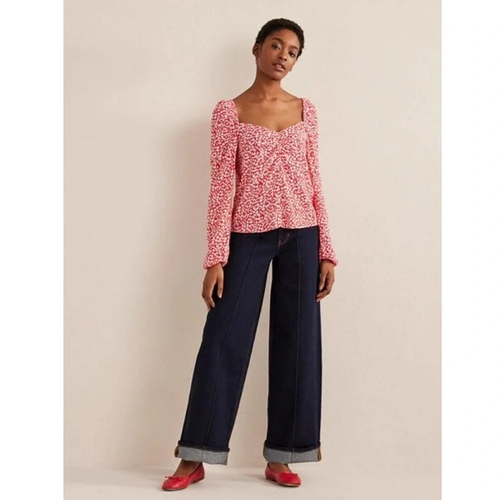 Boden Floral Crinkle Gauze Sweetheart Printed Top - Picture 2 of 9